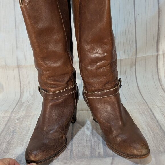 Alaskan Brown Leather Heeled Mid-Calf Boots Women's 7.5 Made in Canada - Picture 1 of 9